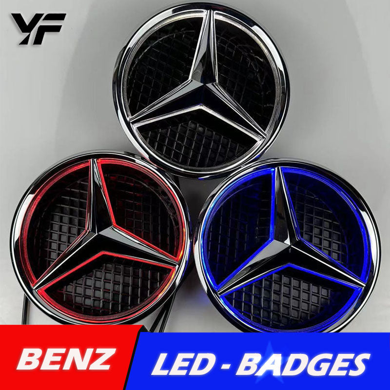 Suitable for Mercedes-Benz A, B, C, E, S, GLK, and CLA class grille emblem modification, featuring illuminated LED original car logo with integrated lighting.