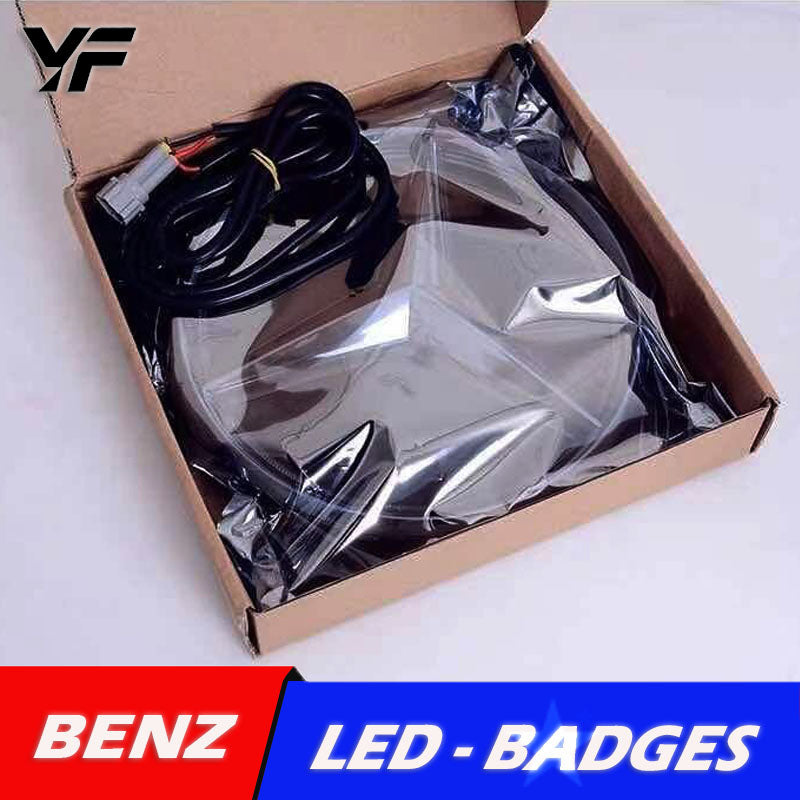 Suitable for Mercedes-Benz A, B, C, E, S, GLK, and CLA class grille emblem modification, featuring illuminated LED original car logo with integrated lighting.