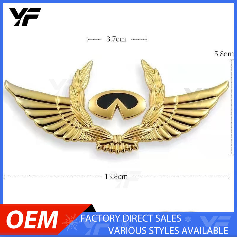 New Metal Infiniti Emblem Stickers, 3D Front & Rear Badge Decals