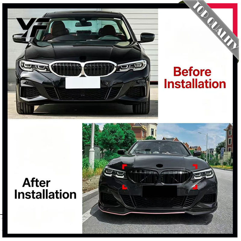 Suitable for BMW 3 Series G20 early 2019-2022 models, dual-bar all-black obsidian night grille kit for cross-border modification.
