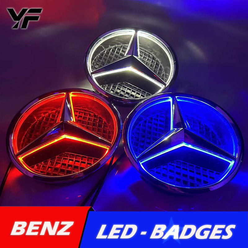 Suitable for Mercedes-Benz A, B, C, E, S, GLK, and CLA class grille emblem modification, featuring illuminated LED original car logo with integrated lighting.