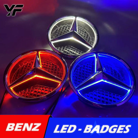 Suitable for Mercedes-Benz A, B, C, E, S, GLK, and CLA class grille emblem modification, featuring illuminated LED original car logo with integrated lighting.