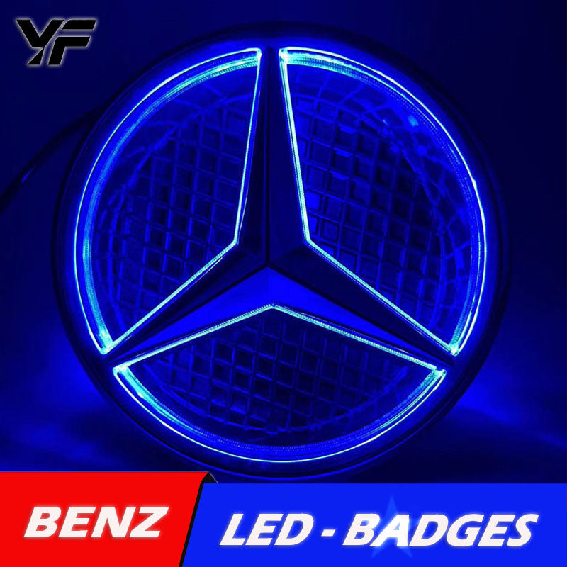 Suitable for Mercedes-Benz A, B, C, E, S, GLK, and CLA class grille emblem modification, featuring illuminated LED original car logo with integrated lighting.