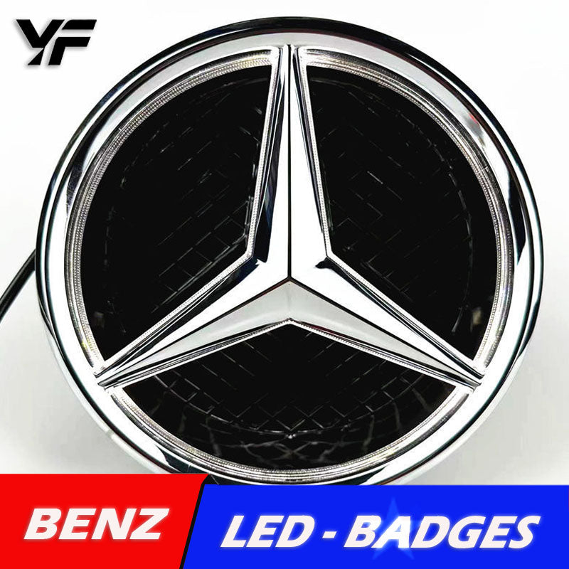Suitable for Mercedes-Benz A, B, C, E, S, GLK, and CLA class grille emblem modification, featuring illuminated LED original car logo with integrated lighting.