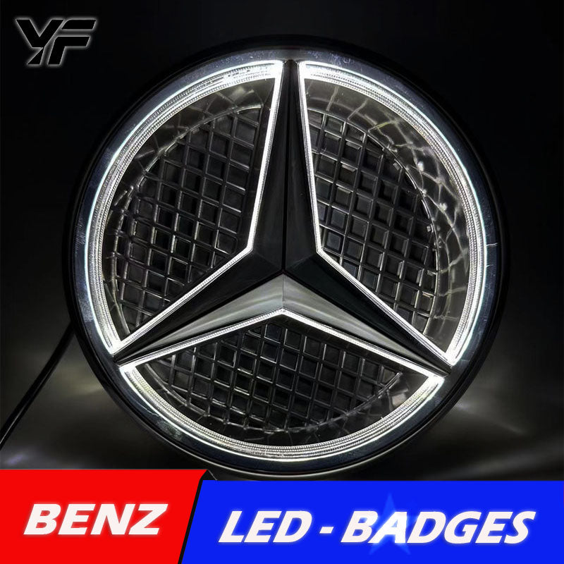 Suitable for Mercedes-Benz A, B, C, E, S, GLK, and CLA class grille emblem modification, featuring illuminated LED original car logo with integrated lighting.