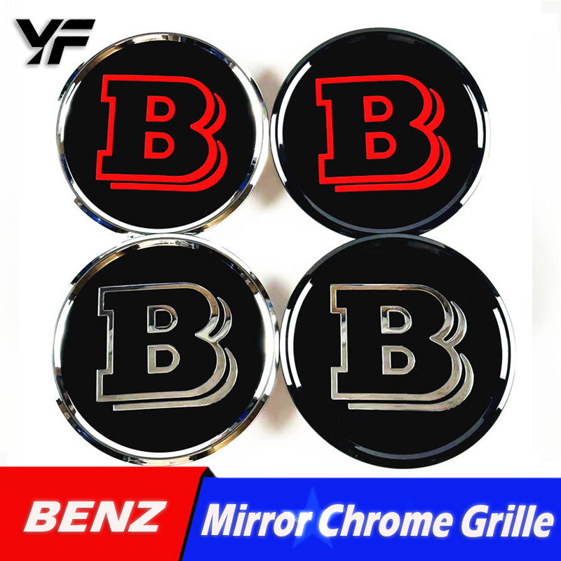 Suitable for Mercedes-Benz A, B, C, E, GLK, GLC, GLE, GLS, G-Class, and Vito modified with Brabus style mirror finish grille emblem.