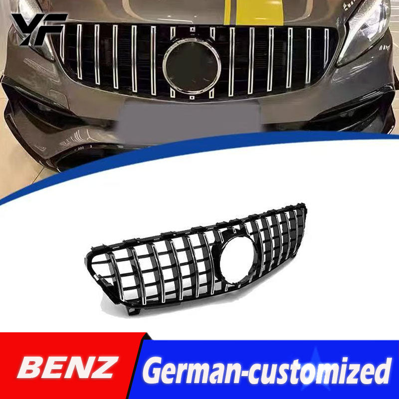 Fits Mercedes-Benz A-Class W176 2016-2018, GT Style Modified Grille, ABS Material, Gloss Black & Semi-Silver