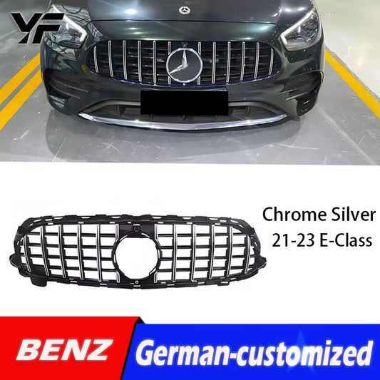 GT Panamericana Grille for Mercedes-Benz E-Class W212 W213 E200L E260L E300L, AMG Style Front Bumper Grille with Large Star Logo