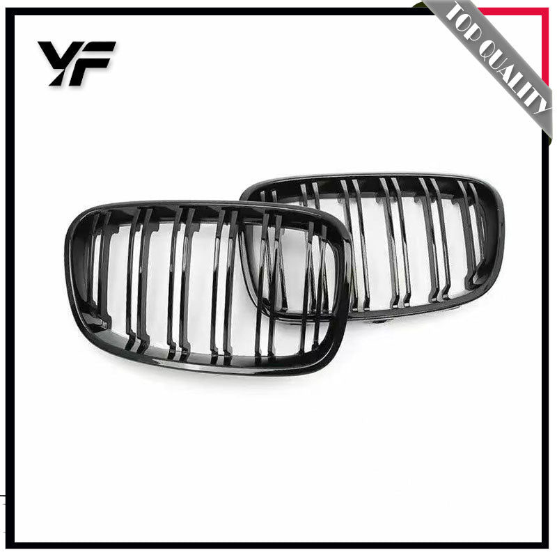 Applicable to 2011-2017 BMW 5 Series 520li 525li 530li dual-bar gloss black grille, F10 F18 all-black grille