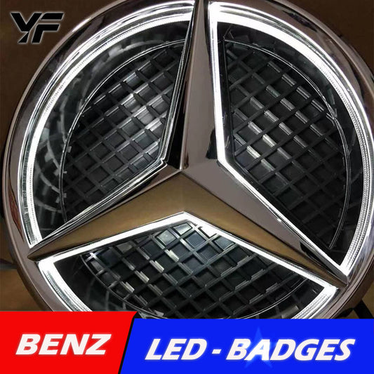 Suitable for Mercedes-Benz A, B, C, E, S, GLK, and CLA class grille emblem modification, featuring illuminated LED original car logo with integrated lighting.