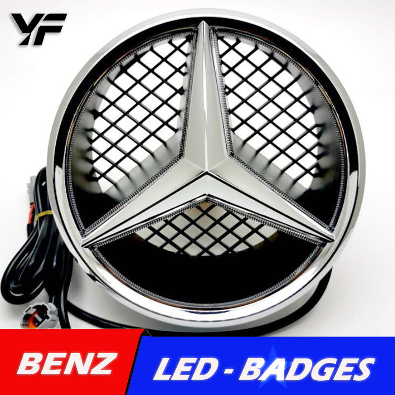 Suitable for Mercedes-Benz A, B, C, E, S, GLK, and CLA class grille emblem modification, featuring illuminated LED original car logo with integrated lighting.