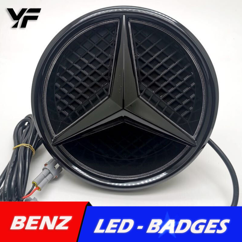 Suitable for Mercedes-Benz A, B, C, E, S, GLK, and CLA class grille emblem modification, featuring illuminated LED original car logo with integrated lighting.