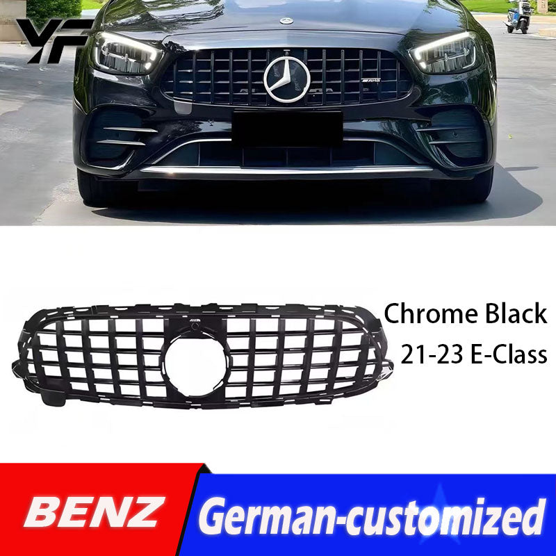 GT Panamericana Grille for Mercedes-Benz E-Class W212 W213 E200L E260L E300L, AMG Style Front Bumper Grille with Large Star Logo