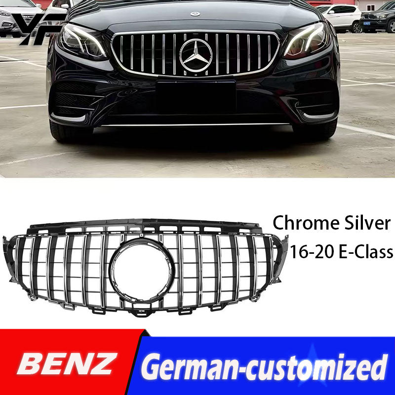 GT Panamericana Grille for Mercedes-Benz E-Class W212 W213 E200L E260L E300L, AMG Style Front Bumper Grille with Large Star Logo