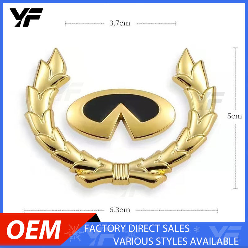 New Metal Infiniti Emblem Stickers, 3D Front & Rear Badge Decals