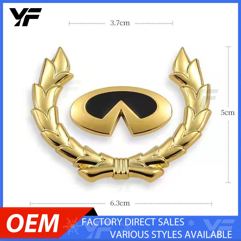 New Metal Infiniti Emblem Stickers, 3D Front & Rear Badge Decals