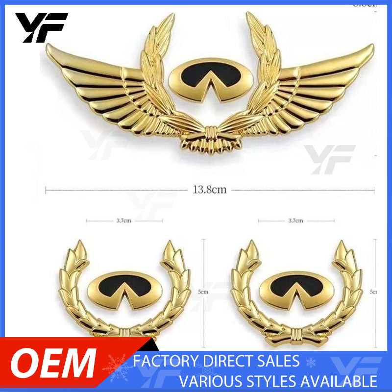 New Metal Infiniti Emblem Stickers, 3D Front & Rear Badge Decals